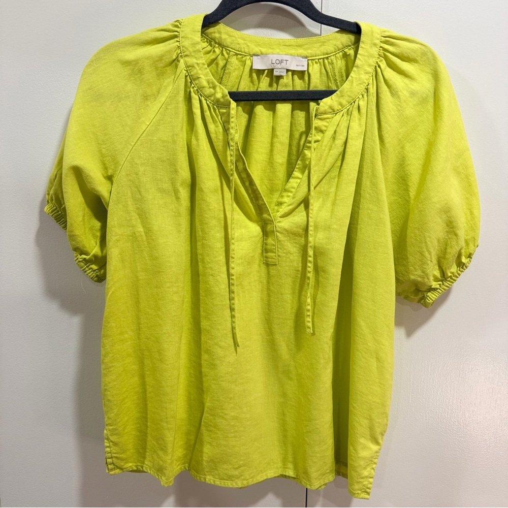 LOFT Lime Green Linen Blouse